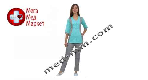 Купить Медицинский костюм Ницца мятный/серый №1050 цена, характеристики, отзывы